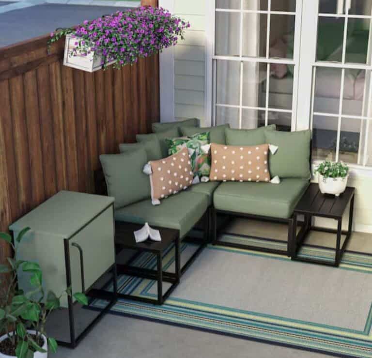 Outdoor furniture with decorate pillows for outside luxury and resting.