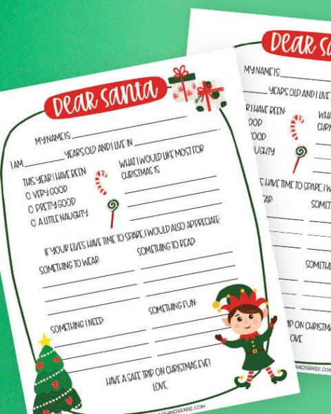 Two printable Dear Santa letters for your child.