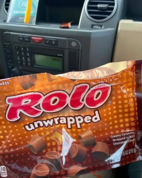 Rolo unwrapped chocolate candy.