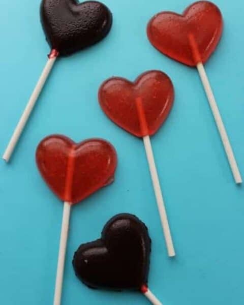 Heart shaped kool-aid homemade suckers.