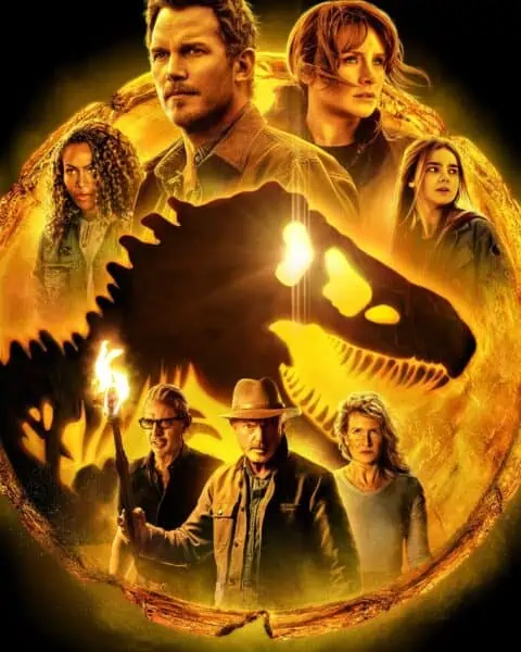 The movie poster of Jurassic World movie.