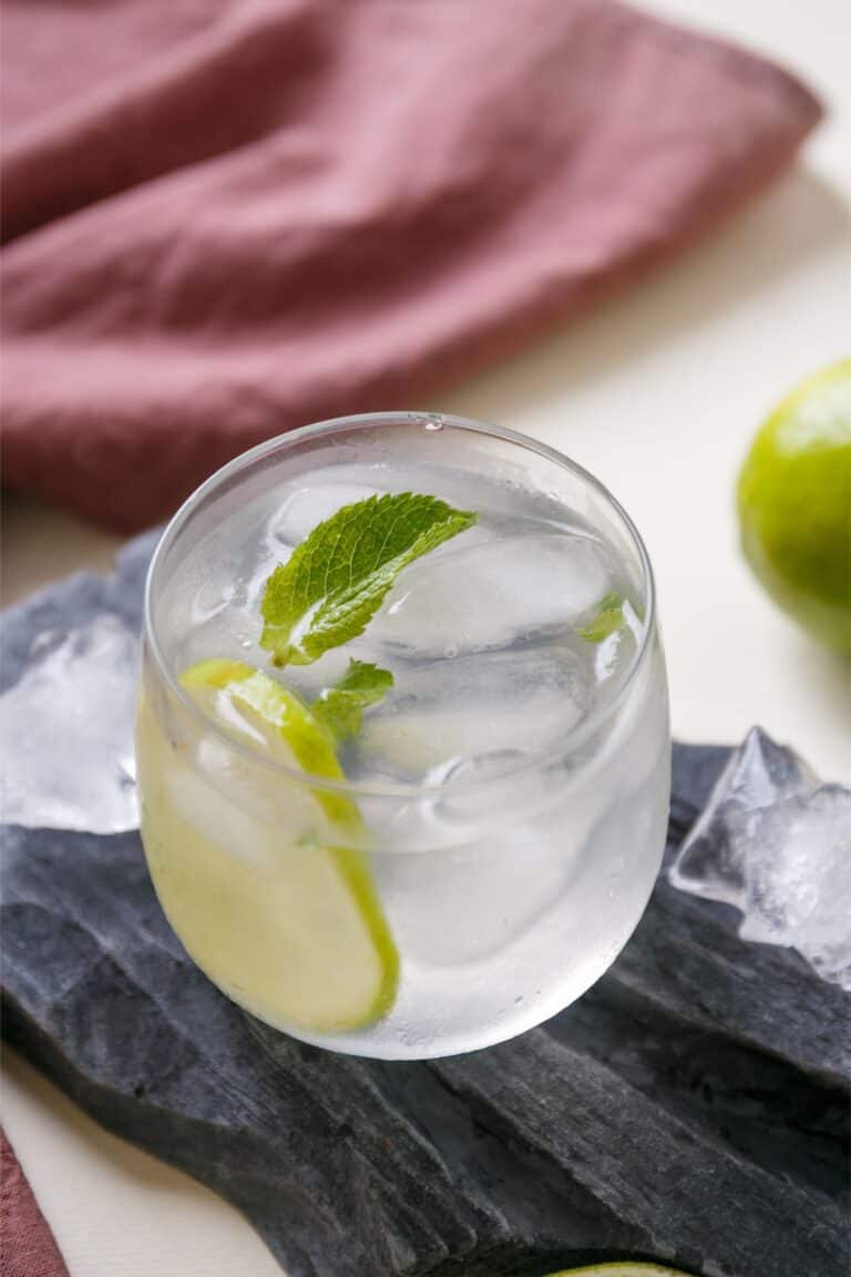 A finished copycat Starbucks cool lime refresher drink on a table top.
