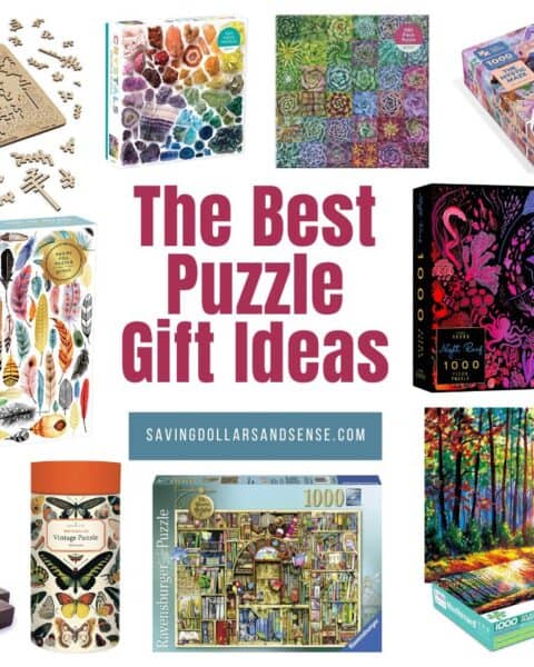 A collage of puzzles with different colors, styles, and shapes.