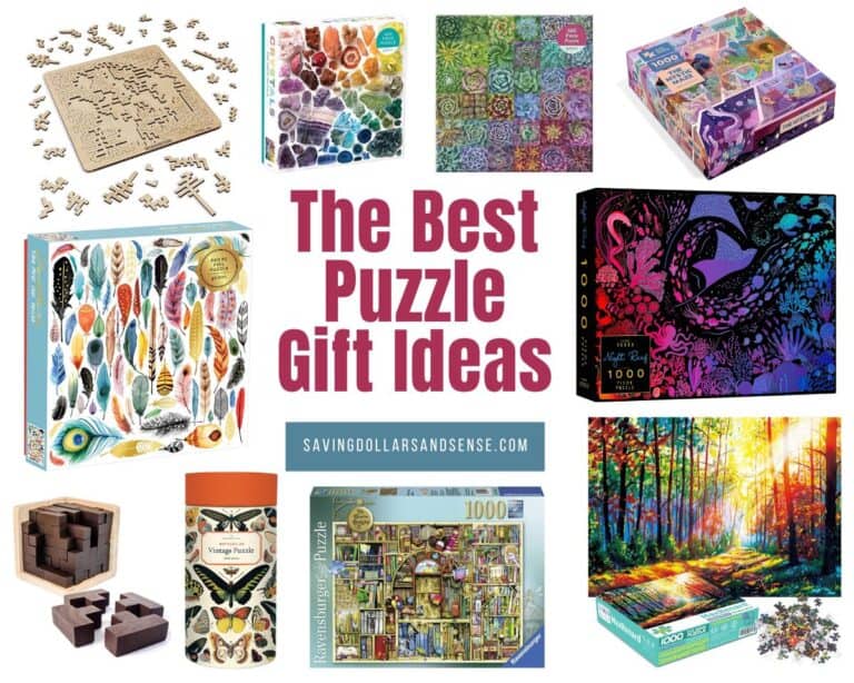 A collage of puzzles with different colors, styles, and shapes.