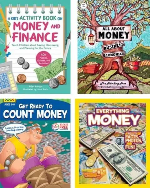 A collection of kids books about money.