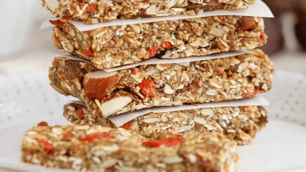 A stack of homemade granola bars.