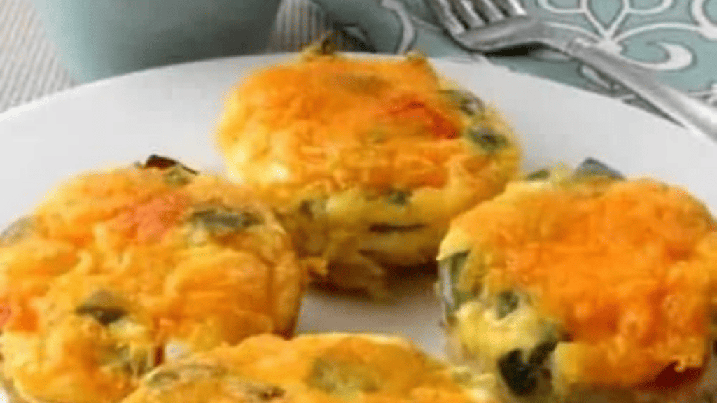 a plate with omelet bites with peppers.