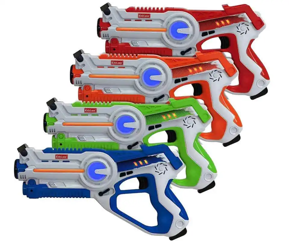 A group of different colored water guns with October 12th Deals on a white background.