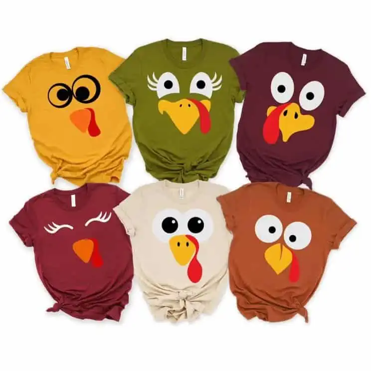 Don't miss out on the October 20th Deals for six turkey t-shirts in different colors!