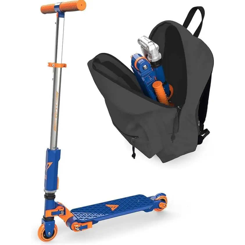 Get ready for the spookiest day of the year with a vibrant blue and orange scooter that comes with a convenient backpack. Don't miss out on our exclusive October 31st Deals!
