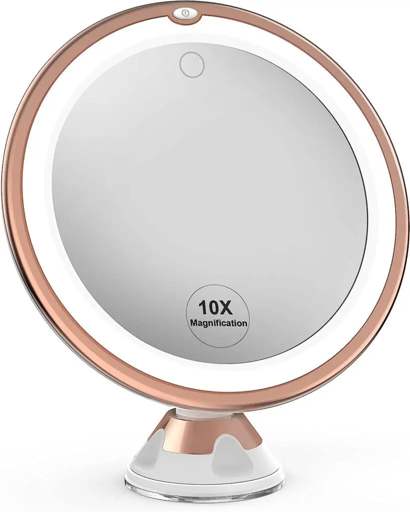 A lighted makeup mirror on a stand with October 13th Deals.