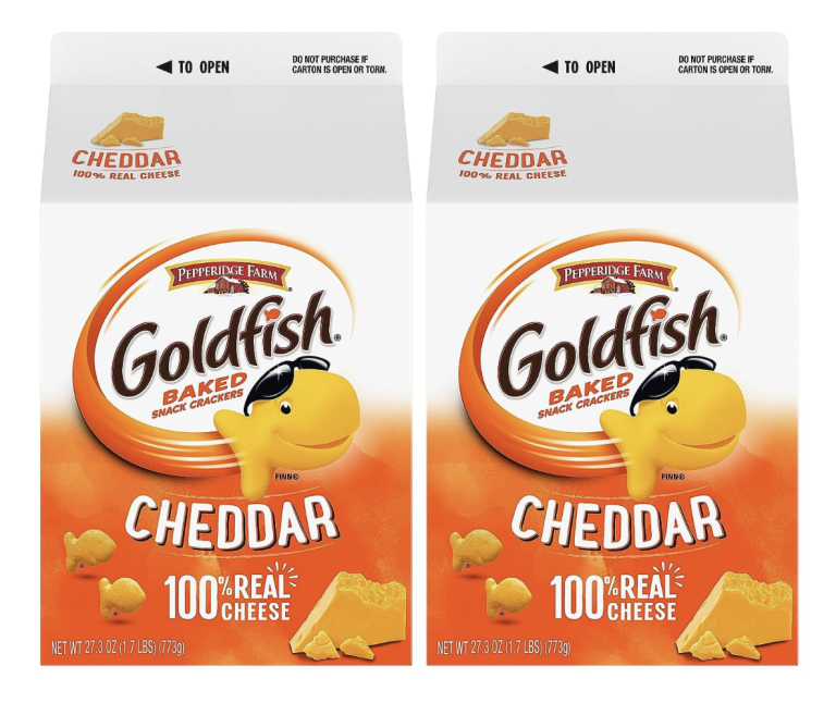 Two boxes of goldfish cheddar cheese on October 20th.
