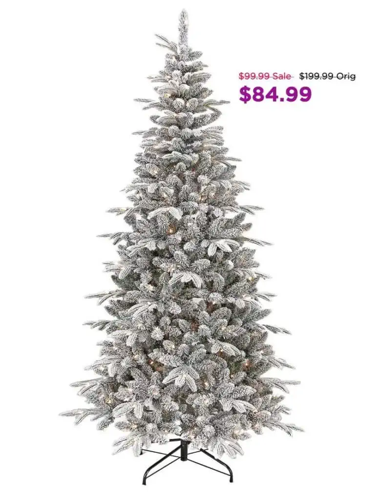 A Christmas tree adorned with a price tag, offering exceptional deals starting from November 6th.