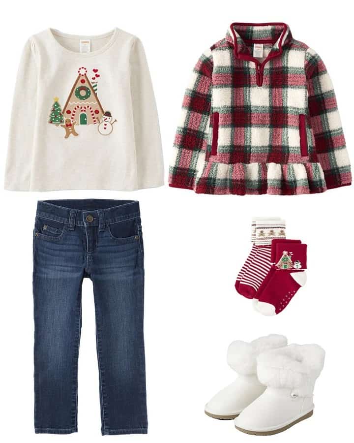 Get ready for the holiday season with a girl's Christmas outfit featuring a stylish plaid jacket, jeans, and boots. Don't miss out on our incredible deals starting from November 24th