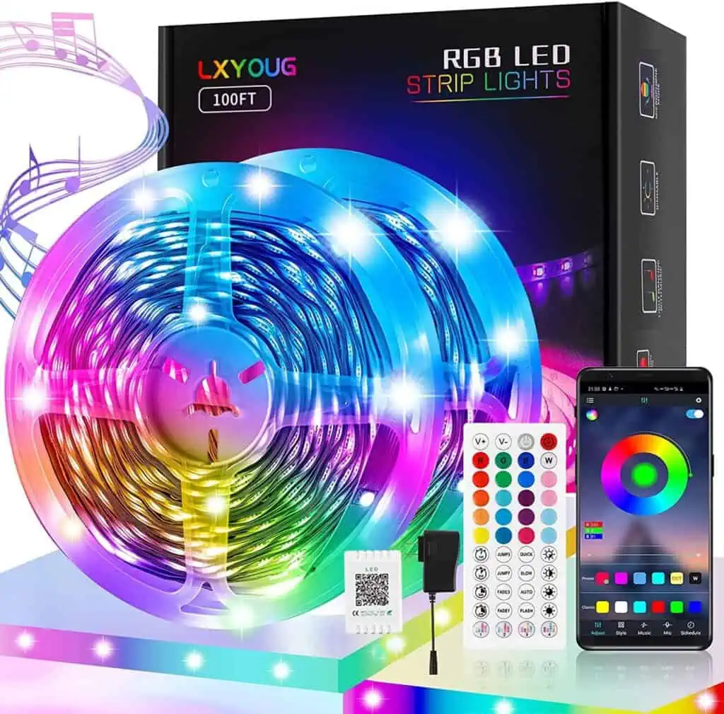 A colorful LED strip with remote control available for "Deals" on November 24th.