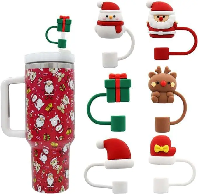 Get ready for the holiday season with this festive Santa Claus travel mug, featuring adorable reindeer. Perfect for enjoying your favorite hot beverages on-the-go. Don't miss out on our special deals available until