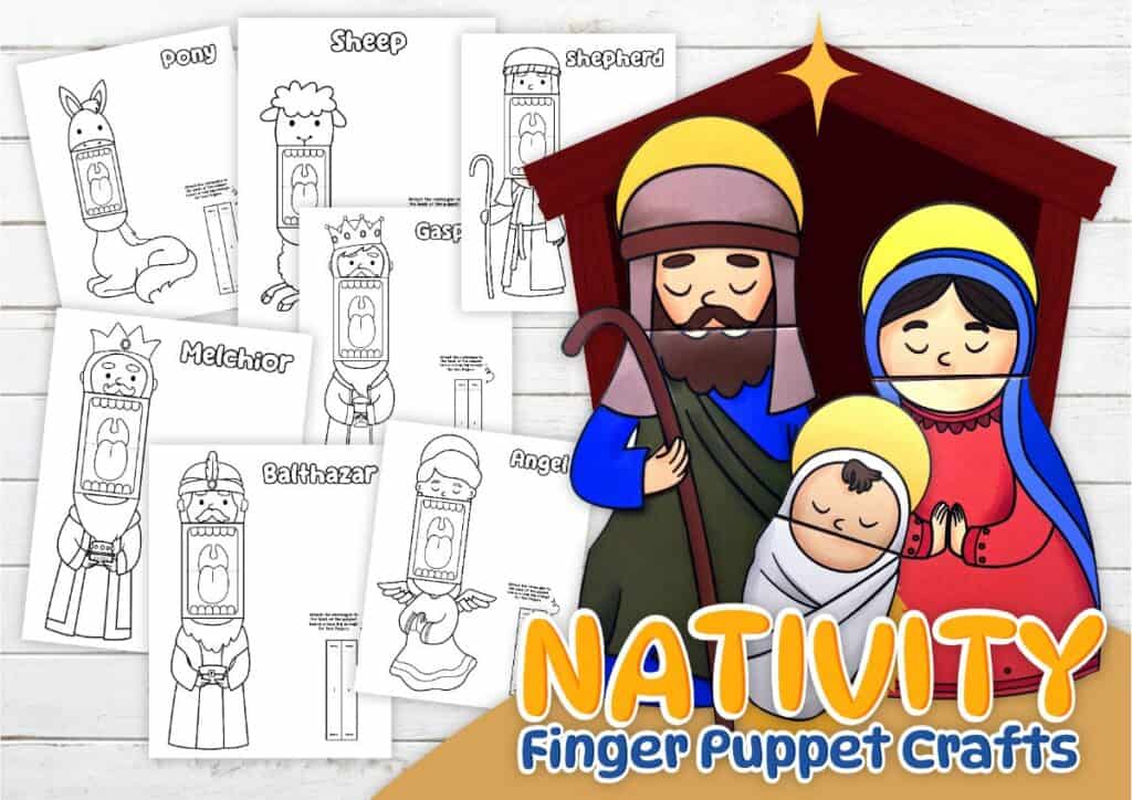Printable nativity finger puppet crafts.