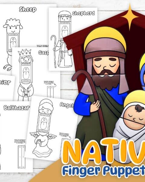Printable nativity finger puppet crafts.