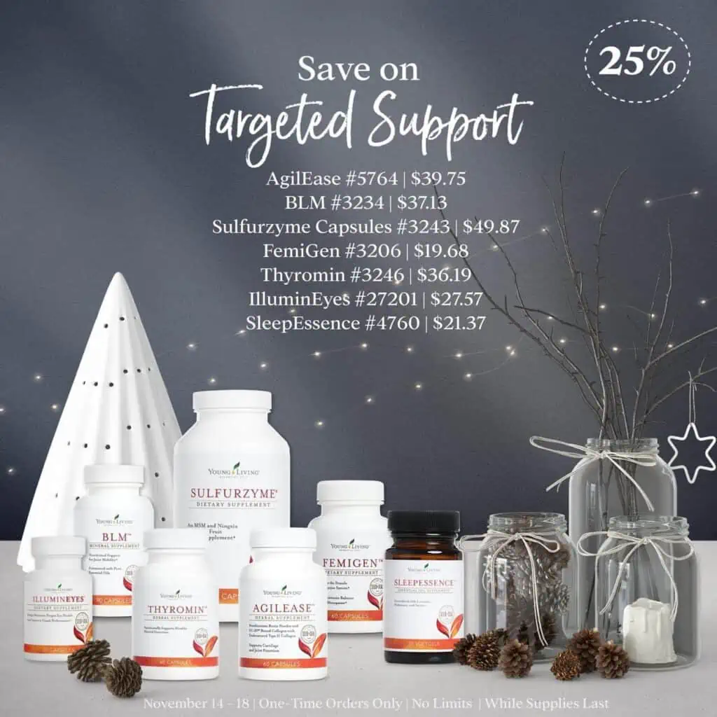 A flyer featuring Young Living Black Friday Deals - Save on targeted support.
