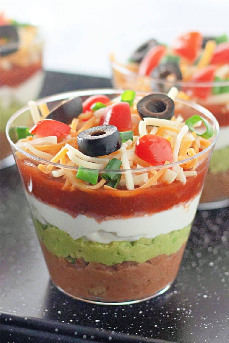 Layered Taco Dip Appetizer Cups