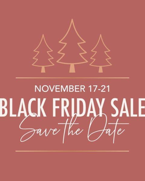 Pink graphic featuring three simple tree icons. Text reads: "November 17-21 Young Living Black Friday Deals—Save the Date.